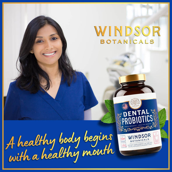 Windsor Botanicals Dental Probiotics for Bad Breath - With Advanced Probiotic Strains - 45 Mint Tablets