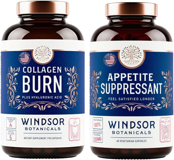 Windsor Botanicals Thermogenic Multi Collagen Fat Burner and Appetite Suppressant Weight Loss Bundle