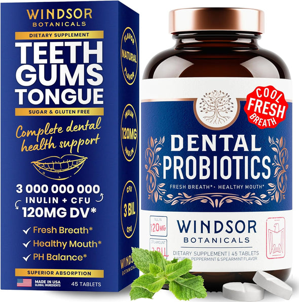 Windsor Botanicals Lactobacillus Salivarius and Dental Probiotics for Bad Breath - Oral Health Bundle