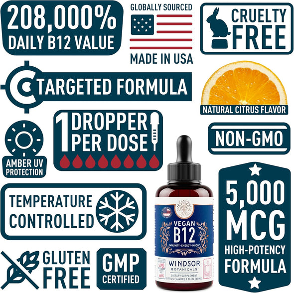 Windsor Botanicals Vegan Collagen Builder and Vegan B12 Liquid - Body and Mind Bundle