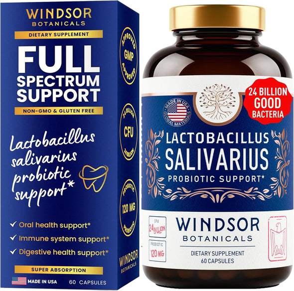 Windsor Botanicals Lactobacillus Salivarius and Dental Probiotics for Bad Breath - Oral Health Bundle