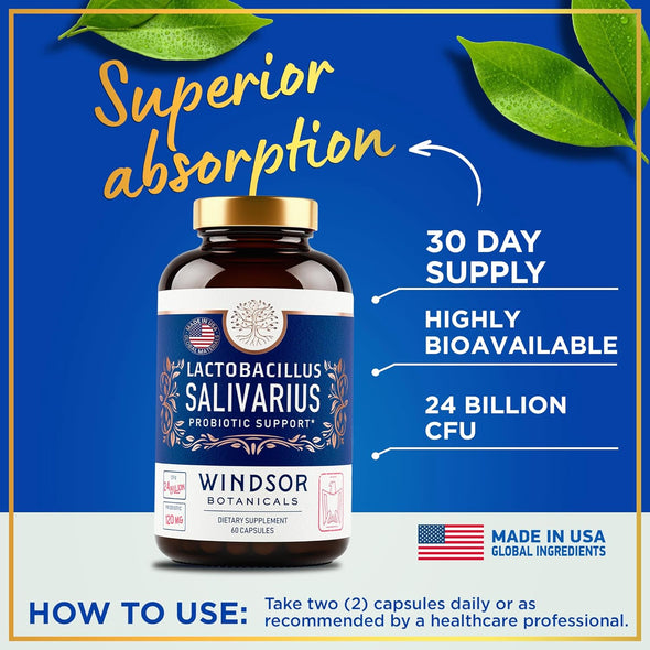 Windsor Botanicals Lactobacillus Salivarius and Dental Probiotics for Bad Breath - Oral Health Bundle