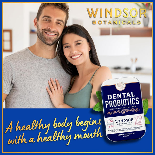 Windsor Botanicals Dental Probiotics in Tins - Teeth, Gums and Bad Breath - 45 Chewable Tablets