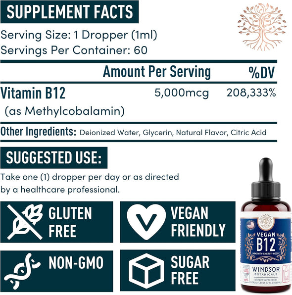 Windsor Botanicals Vegan Collagen Builder and Vegan B12 Liquid - Body and Mind Bundle