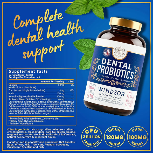 Windsor Botanicals Lactobacillus Salivarius and Dental Probiotics for Bad Breath - Oral Health Bundle
