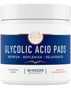 Glycolic Acid Pads - 20% AHA Facial Resurfacing Solution Gently Exfoliates Dead Skin Cells Revealing Younger, Rejuvenated Skin - By Windsor Botanicals - 60 Pre-Soaked Exfoliating Pad Wipes