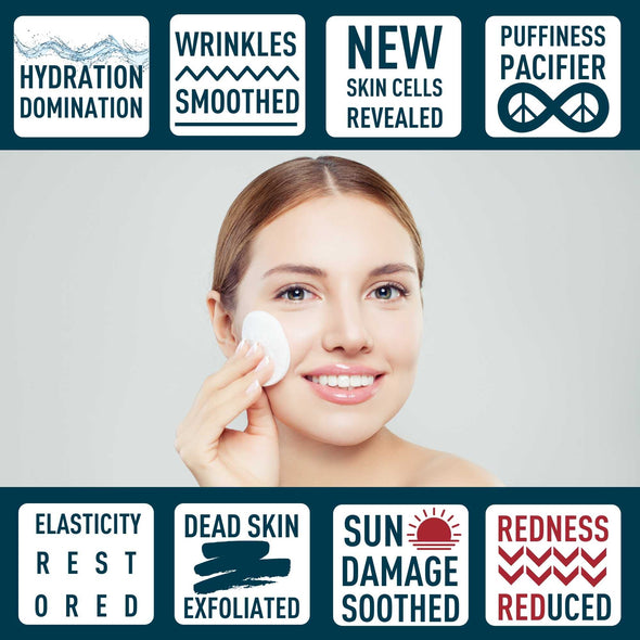 Glycolic Acid Pads - 20% AHA Facial Resurfacing Solution Gently Exfoliates Dead Skin Cells Revealing Younger, Rejuvenated Skin - By Windsor Botanicals - 60 Pre-Soaked Exfoliating Pad Wipes