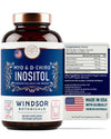 Inositol PCOS Support for Women - Myo and D-Chiro Ovarian Supplement for Symptom Relief, Mood, Fertility, and Weight Control by Windsor Botanicals - With, Ashwagandha, and Maca - 30-Day 120 Vegan Caps