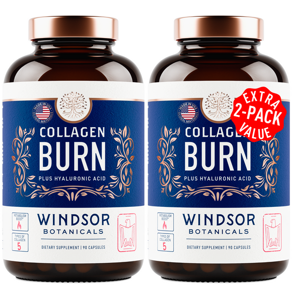 Windsor Botanicals Collagen Burn - Thermogenic Weight Management and Metabolism Support - 2-Pack - 180 Capsules