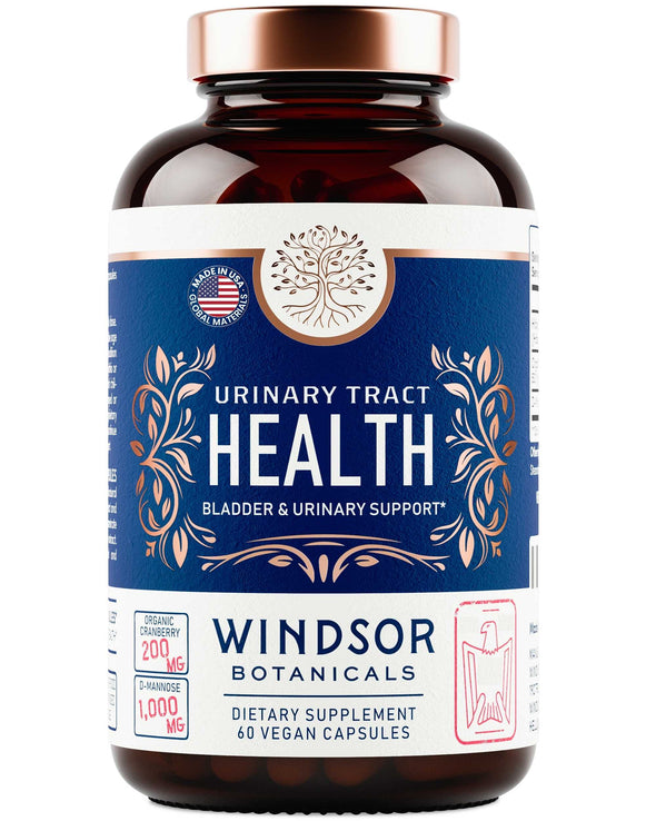 Urinary Tract Health Support Supplement - Windsor Botanicals High Bioavailability D-Mannose, Organic Cranberry, Hibiscus Bladder Wellness Formula for Men and Women - Non-GMO, 30 Day, 60 Vegan Capsules