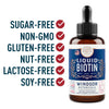 Concentrated Liquid Biotin Plus Collagen Peptides - Hair, Skin, Nail, Joints Support - Sublingual Drops by Windsor Botanicals - 10,000mcg Biotin, 5,000mcg Collagen - Lemon Flavor - 2-Month - 2 oz